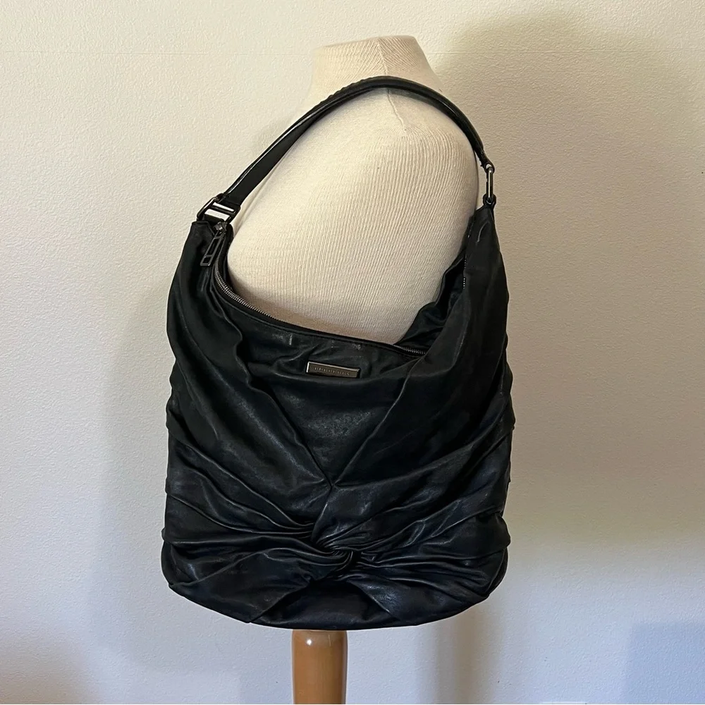 BURBERRY AUTHENTIC Maggie Soft Knot Calfskin Leather Black Hobo Bag WITH COA - Picture 2 of 16